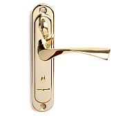 Дверная ручка на планке Apecs HP-77.0323-S-C-G-L левая (золото) для врезного замка Гар